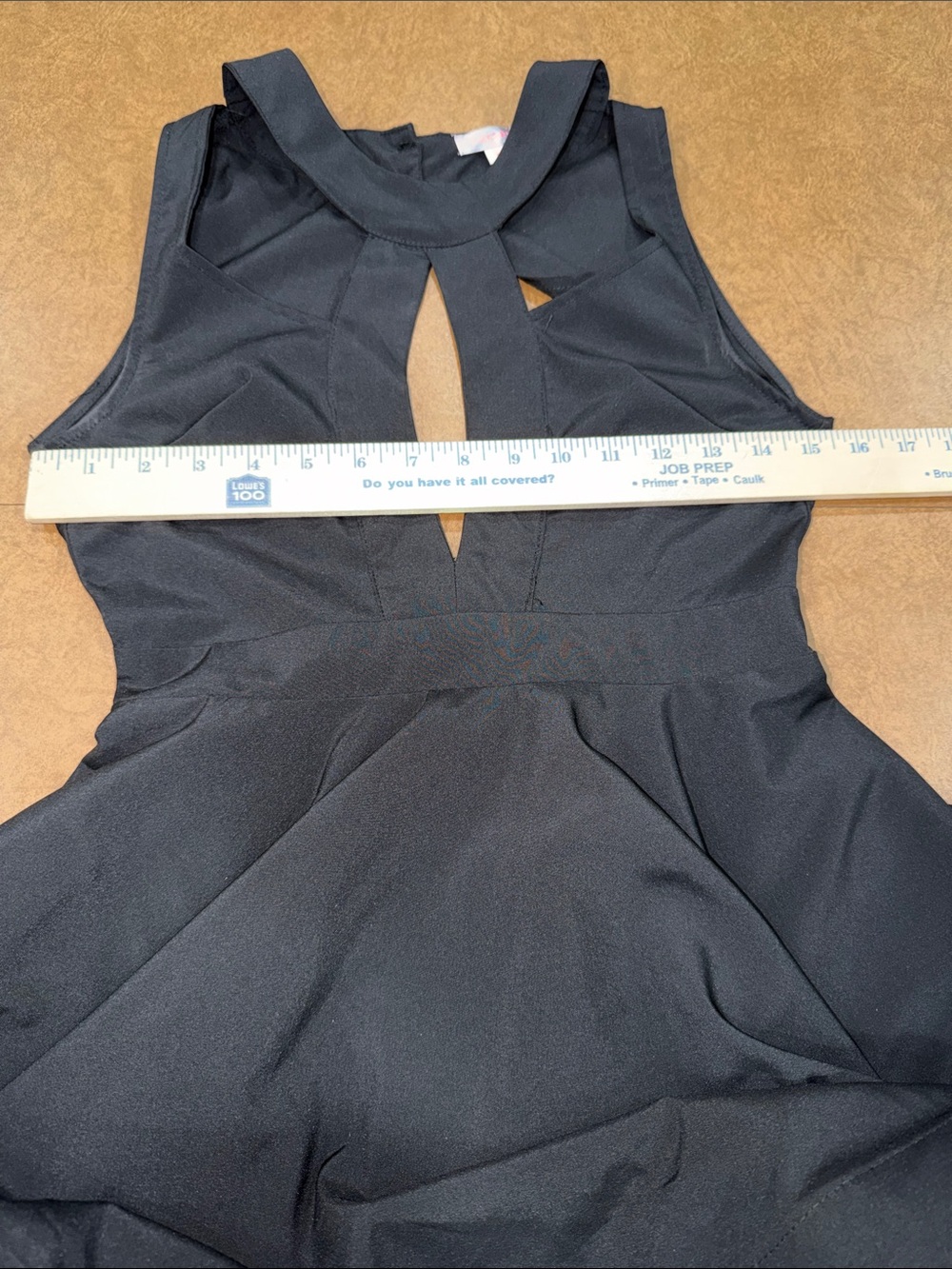 Luxxel Black Sleeveless Fit-&-Flare Mini Cocktail Dress w/ Keyhole Horsehair Hem - Picture 4 of 10